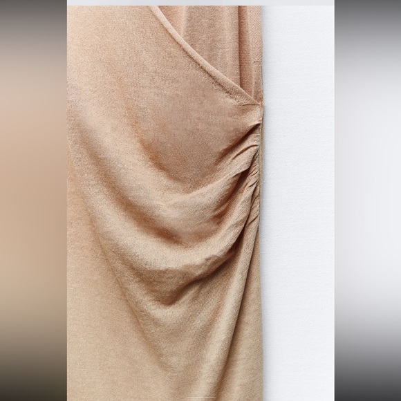 Zara knit neutral ruched detail long dress tunic - Picture 9 of 12